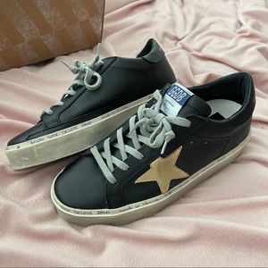 Golden Goose Black Hi Star Sneakers with Gold Star | US Size 7